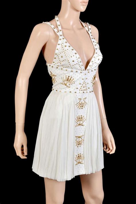 versace white studded dress|versace gown price.